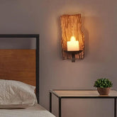 Candle Wall Sconce Lighting Wooden - Clowas